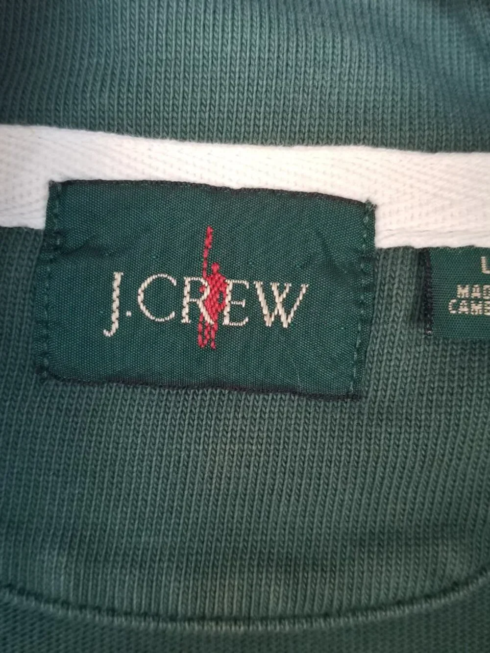 J. Crew Red Oarsman Men's Long Sleeve 1/4 Zip Sweatshirt Green Size Large Faded